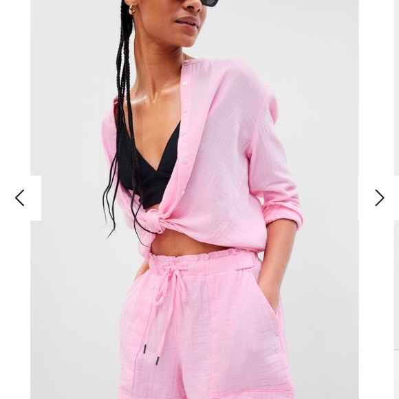 Gap Pink Crinkle Gauze Pull-On Shorts - Picture 4 of 8